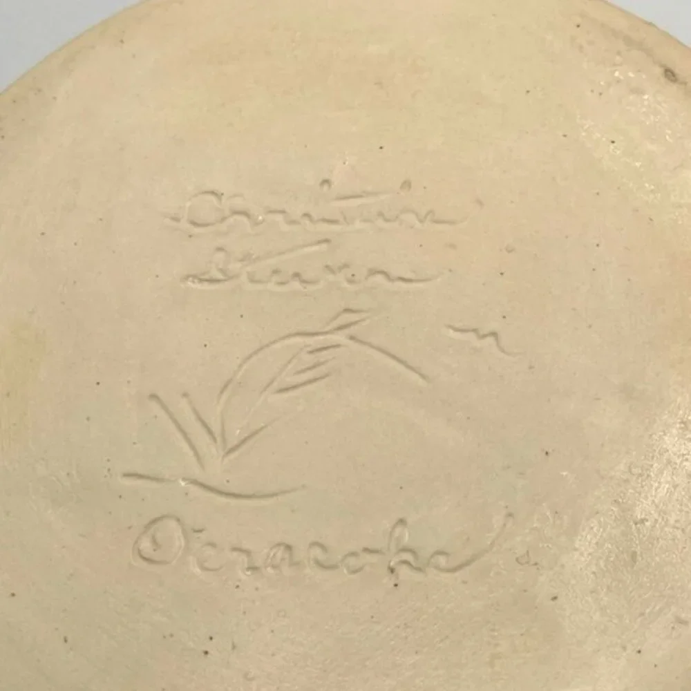 Christine Stevens Pottery Bowl Signed Shell Handle & Spout Ocracoke‎ NC Coastal